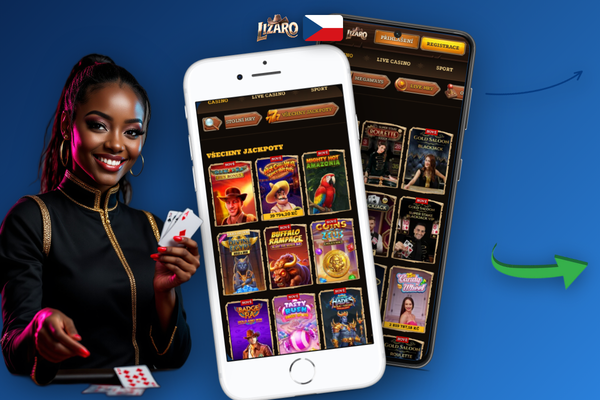 Notifikace o dostupné aktualizaci aplikace Lizaro Casino na displeji smartphonu