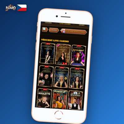 Obrazovka pokladny v Lizaro Casino app s ikonami platebních metod pro vklad i výběr