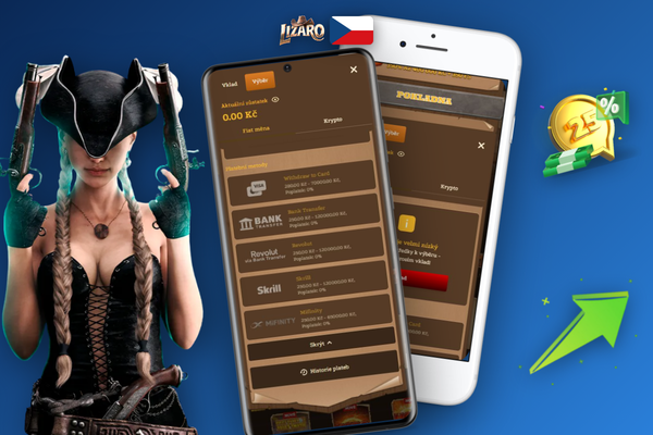 Výběr výher v Lizaro Casino na smartphonu přes mobilní prohlížeč — formulář a potvrzení