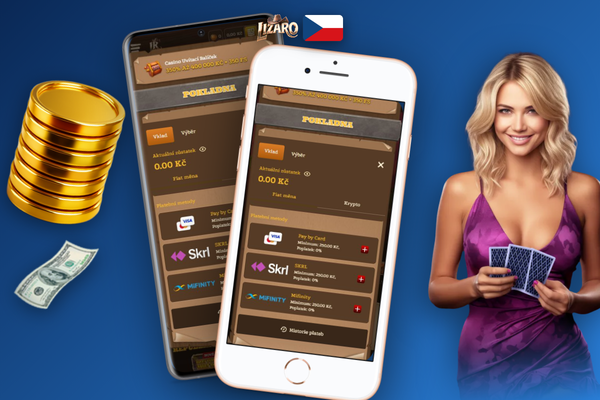 Výběr platební metody v pokladně Lizaro Casino: karty a e-peněženky přehledně na jednom místě